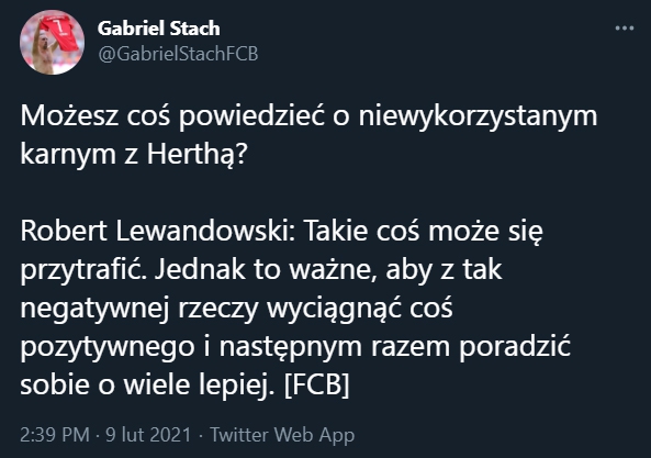 Lewandowski skomentował swój niewykorzystany karny z Herthą!
